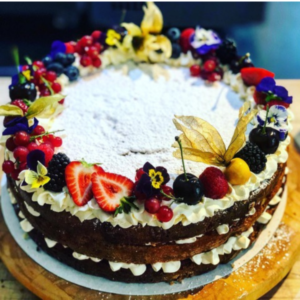 Full Victoria sponge with fruit and cream