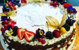 Full Victoria sponge with fruit and cream